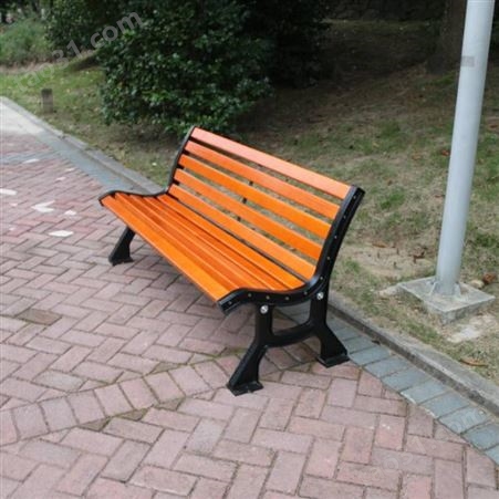 铸铝椅脚加厚户外休闲椅定做厂家 绿洁防腐木靠背公园椅