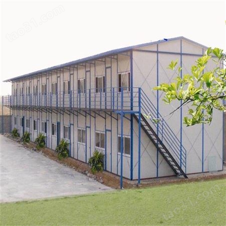 青岛彩钢板房厂家 芳林 外置走廊两层彩钢活动房 拆装方便可移动