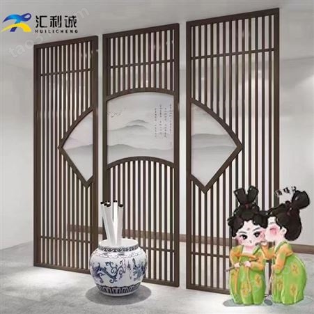 深圳中式不锈钢屏风隔断 三扇组合屏风玻璃屏风隔断