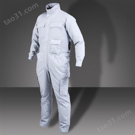 FJ502 充电式风冷连体服 立体贴袋青年宽松型现货灰色拉链 连体服