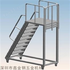 登高拿货梯生产商 直升机检修带护栏移动梯 工业带扶手平台走道