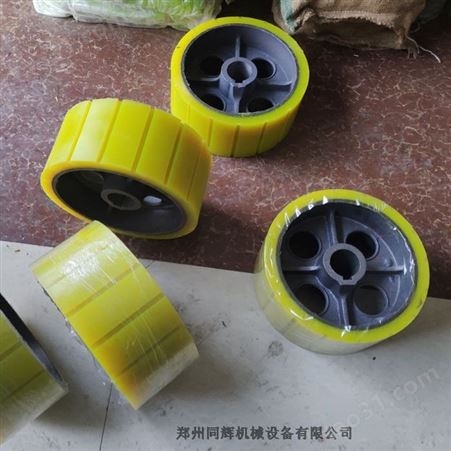 350搅拌机聚氨酯胶轮 直径300mm胶皮轮 橡胶托轮 滚筒筛传动摩擦轮