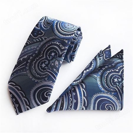 供应网销涤纶佩斯利领带口袋巾两件套 商务领带定制 领带定制logo
