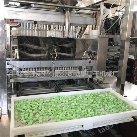 上海合强供应硬糖浇注生产线 喷花硬糖成型机 全自动梨膏糖糖果成套设备 HQ-300型糖果生产线厂家