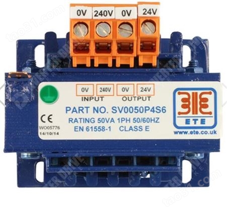 ETE 控制电路变压器 240V / 24V 50VA SV0050P4S6