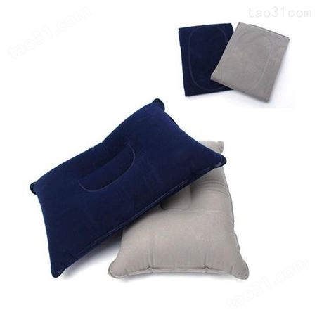 便携充气枕PVC加厚植绒方枕  旅行长方形充气靠枕 午睡枕充气头枕