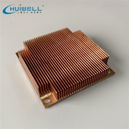 定制高效电子芯片纯铜材质散热器_高密度齿散热片设计