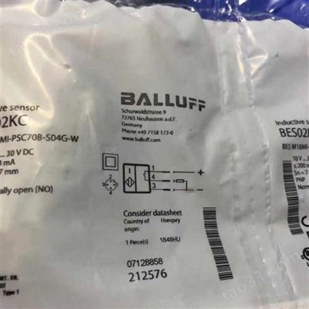 巴鲁夫BALLUFF电感式标准传感器BES系列*